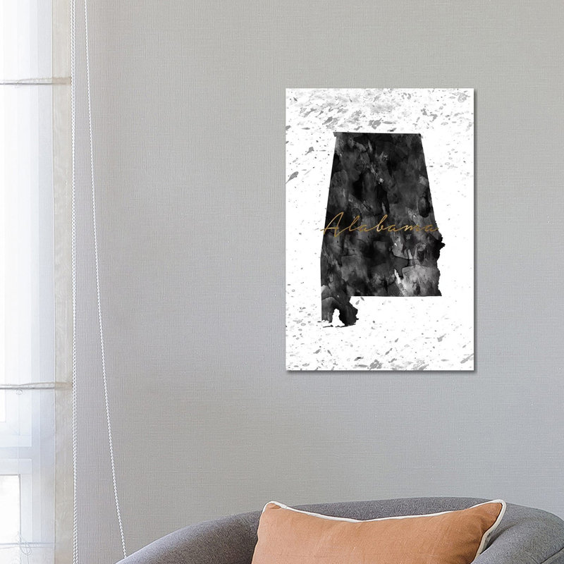 Alabama noir et or blanc - reproduction d'art sur toile tendue, H 60 po x l 40po x P 1,5 po, Alabama