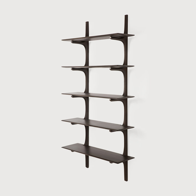Pi Mahogany Tiered Shelf, Mahogany Dark Brown