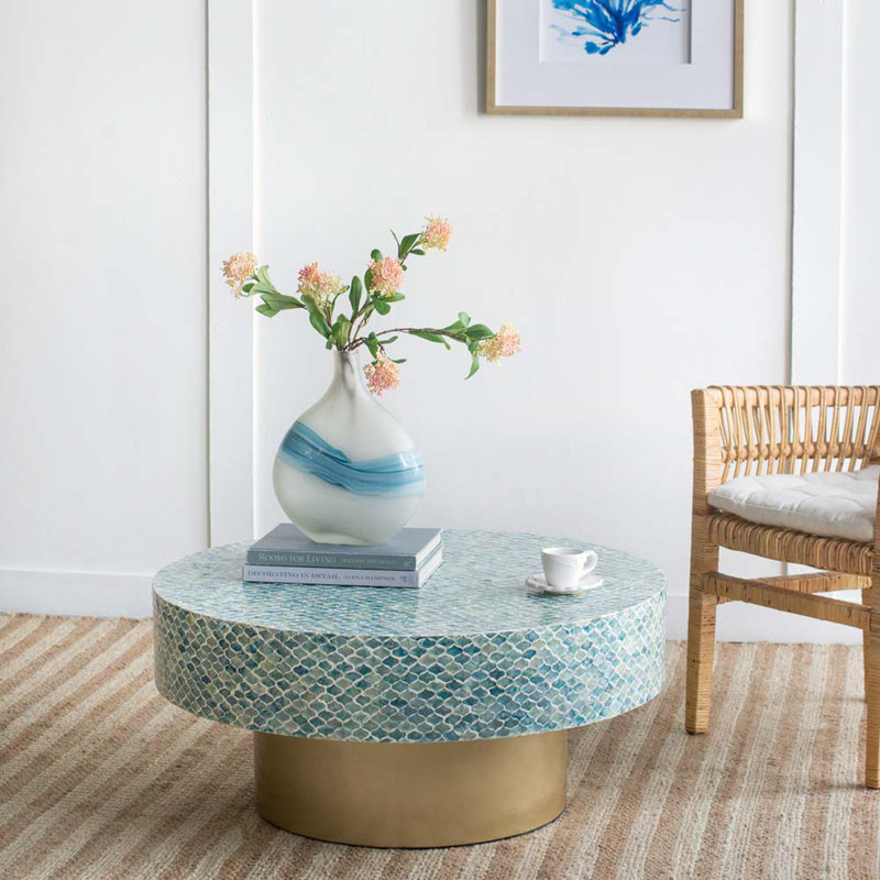 Table basse à piédestal Zaida, Bleu