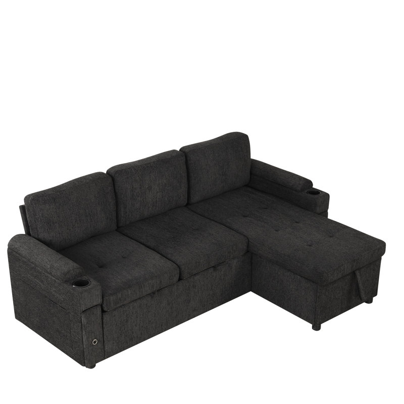 83.5" L-Shaped Sofa Couch Convertible Sofa Bed Sectional Sofa With Ample Storage Space