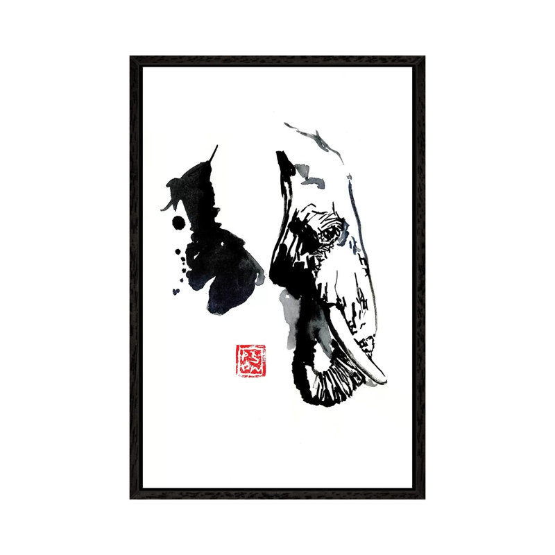 Elephant Profile by Péchane - Print on Canvas, 101.6 cm H x 66.04 cm W, Black Framed