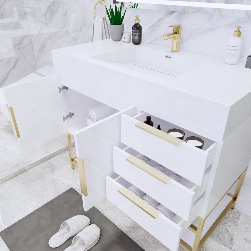 Ensemble de meuble-lavabo simple 41,5 po Glasgow, Blanc très luisant