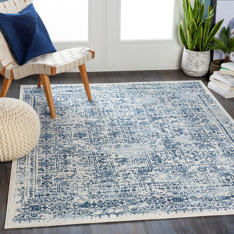 Amelie Blue/White Area Rug, Rectangle 200 x 274cm