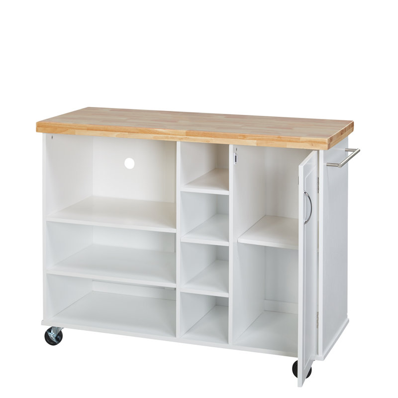 Chariot de cuisine de cuisine en bois massif de 48 po Drolet, Blanc