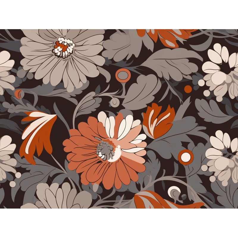 Machine Printed Comforter, Twin Extra Long Comforter, Brown/Silver Floral