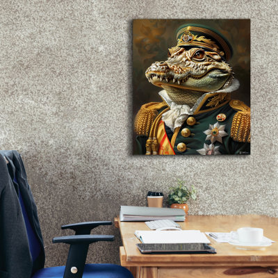 'Crocodile General Portrait' by Momart Canvas Wall Art