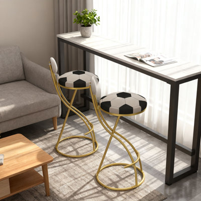 Ensemble de 2 tabourets de bar modernes avec structure en métal et revêtement en velours rayé