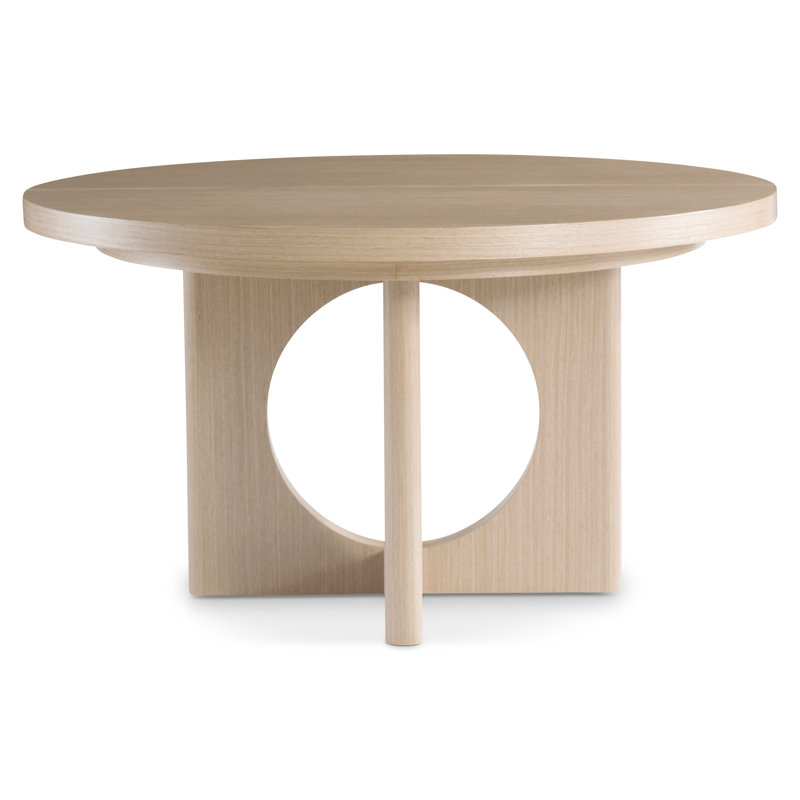 Mid-Century Modern 54" Round Extendable Wood Dining Table in Brown