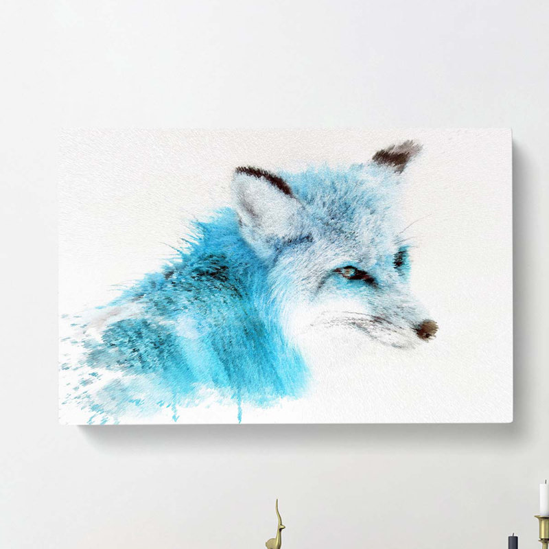 A Blue Fox In Abstract - Wrapped Canvas, 40cm H x 60cm W x 3cm D