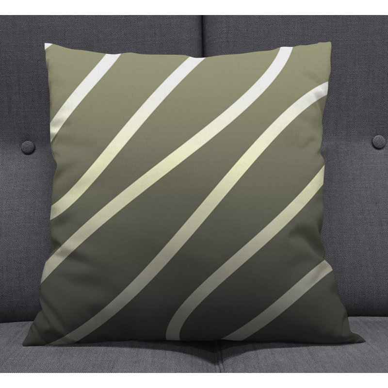 Throw Pillow With Insert, Green Striped 9, 20"H x 20"W