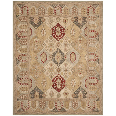 Breckan Oriental Handmade Tufted Wool Area Rug in Beige/Multi