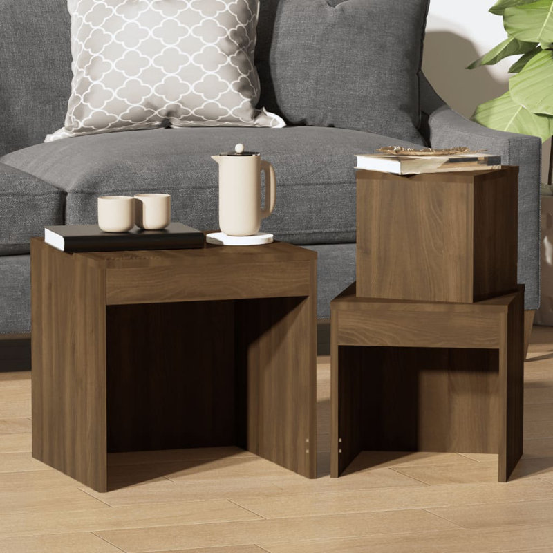 Nesting Tables 3 pcs Engineered Wood, Brown Oak, Brown Oak