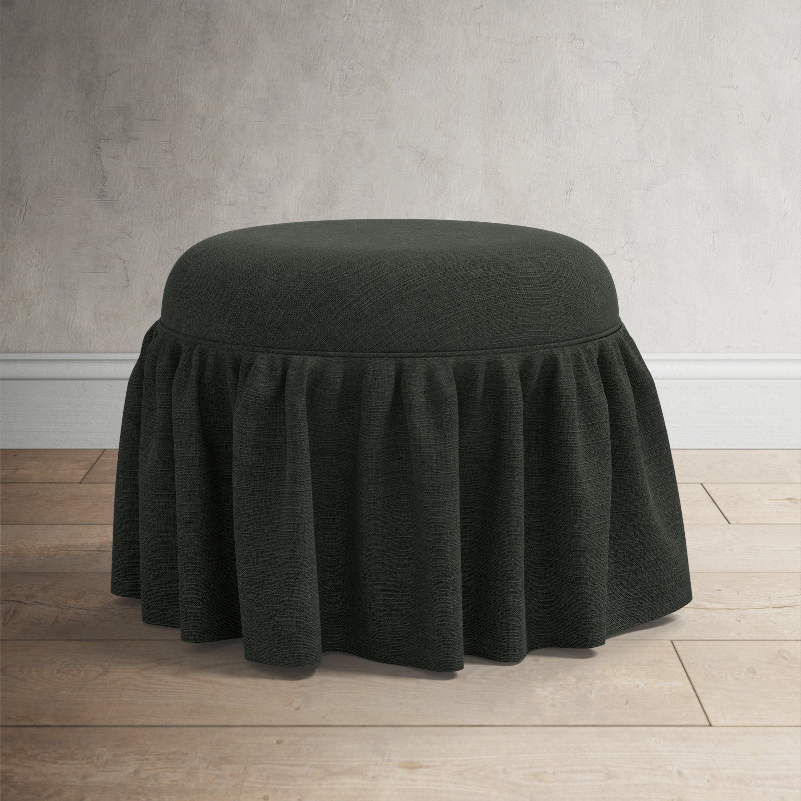 Jebb Upholstered Ottoman, Classic Black Linen