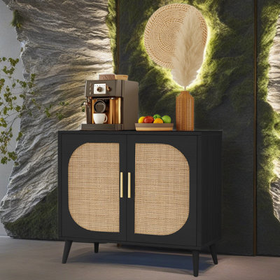Buffet Cabinet With Storage, Accent Bathroom Floor Cabinet,With Two Doors And 4 Compartments Forstorage,Cabinet With Solid Wood Feet,Sideboard Cabinet For Hallway, Entry, Living Room