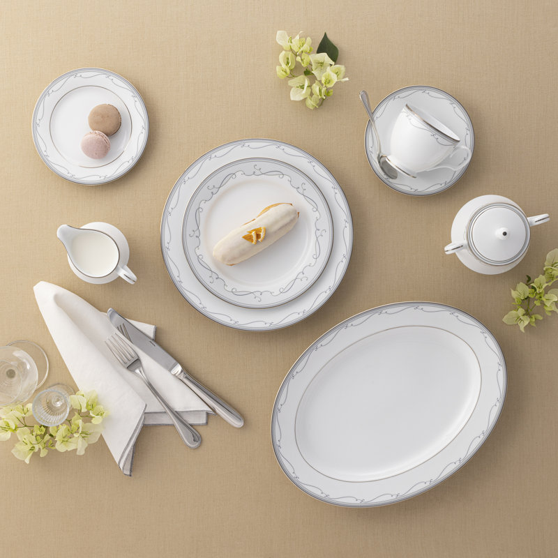 Noritake Satin Flourish 12-Piece Dinnerware Set, Service for 4