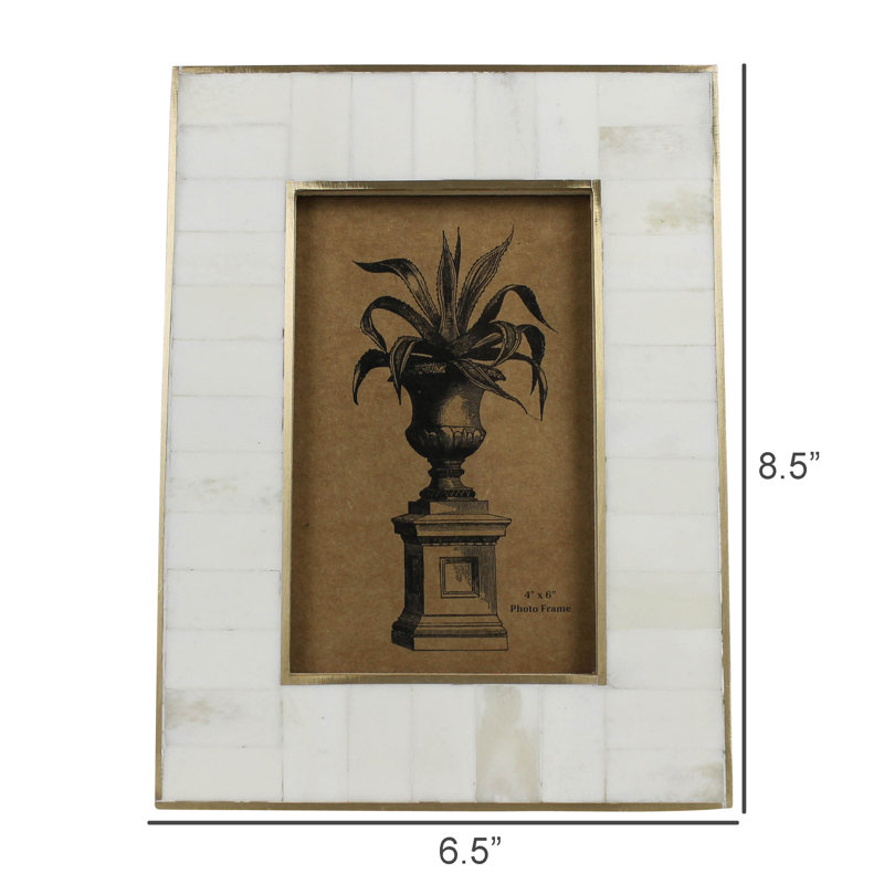 White Frame, Bone With Brass - 4X6
