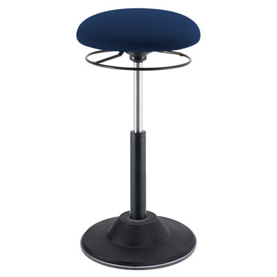 Kore Design® Office Adjustable Pivot Stool Round Seat (20” to 28”) Blue Fabric