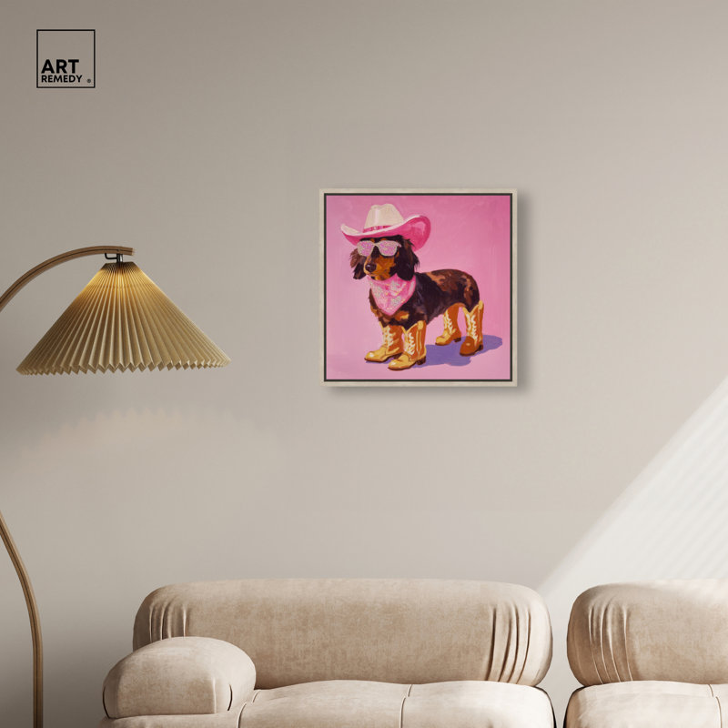 «Doxxie Cowgirl», reproduction sur toile encadrée par Art Remedy, cadre en chêne naturel, 20 x 20, H 21 po x l 21 po