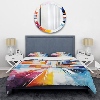 Colorful Cubism 24Hrs Le Man  Race Track  VI - Race Tracks Duvet Cover Set