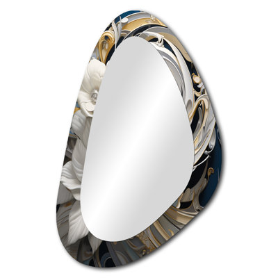 Watford White Blossoming Spring Fractal Flowers - Fractals Asymmetric Decorative Mirror, Modern