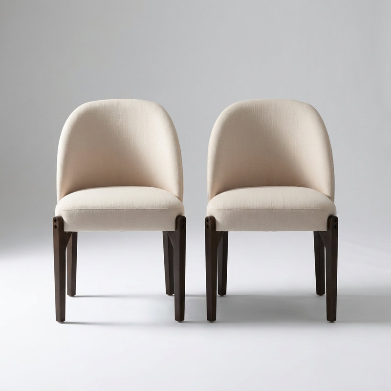 Ensemble de 2 chaises de salle à manger rembourrées en tissu Modern avec support ergonomique et pieds en bois massif