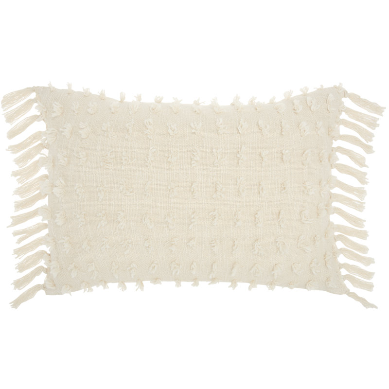  Rectangular Cotton Pillow Cover & Insert, Cream