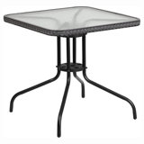 Amlie Square with Dark Brown Rattan Edging Bistro Table