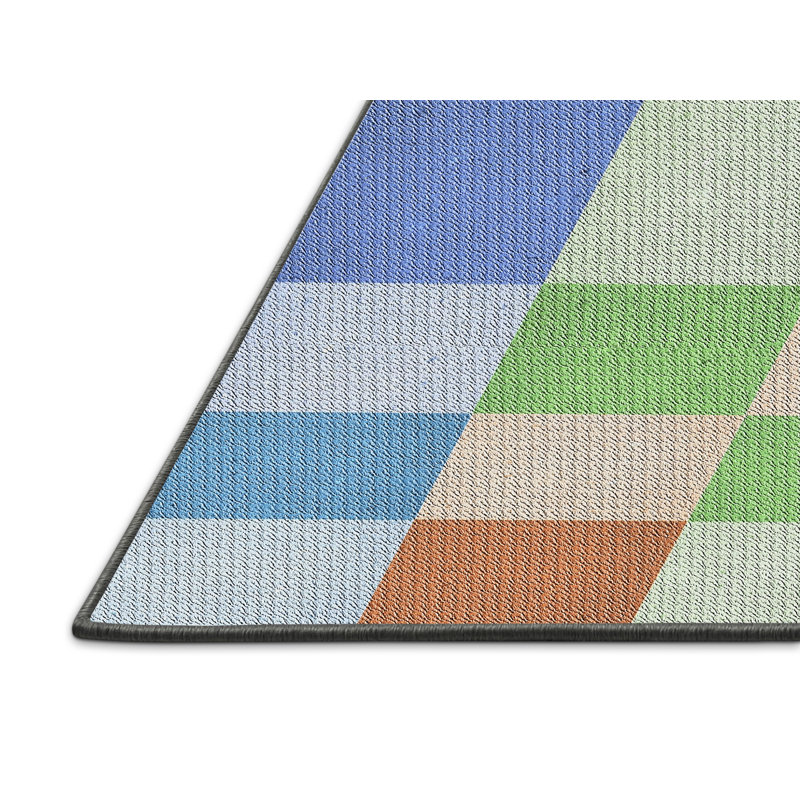 Tapis bleu/vert/orange Horicon, Rectangle 5 pi x 7 pi