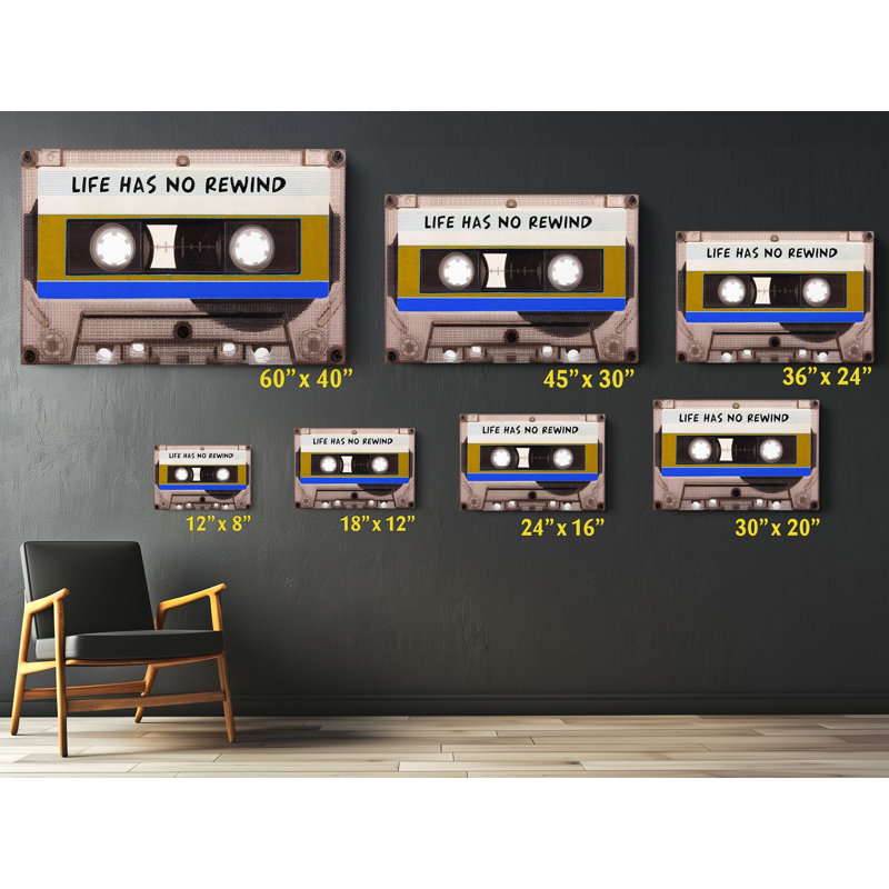 Life Has No Rewind Cassette Canvas Print, 16" H x 24" W