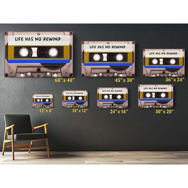 Life Has No Rewind Cassette Canvas Print, 30" H x 45" W
