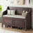 Rustic Multifunctional Storage Bench (Espresso+Beige)-950131307