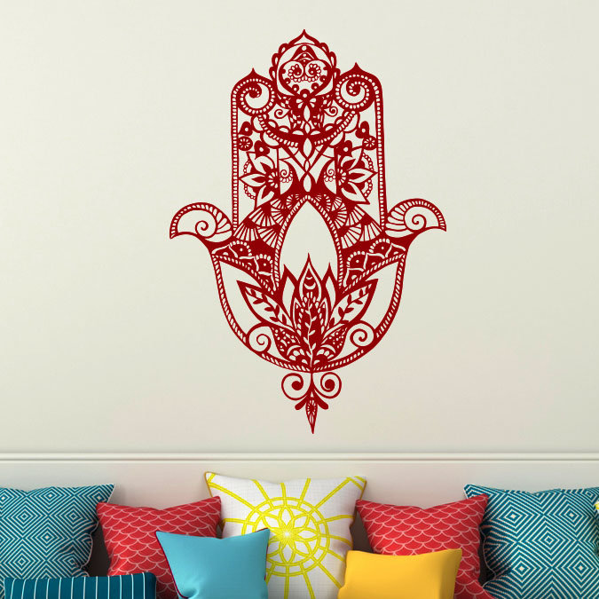 Décalcomanie murale main fatima, Rouge, H 32 po x l 22 po