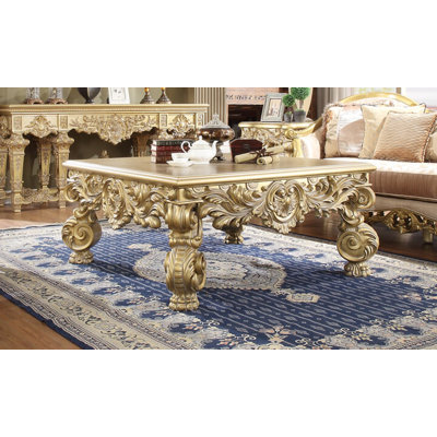 Metallic Bright Gold Carved Leg Coffee Table