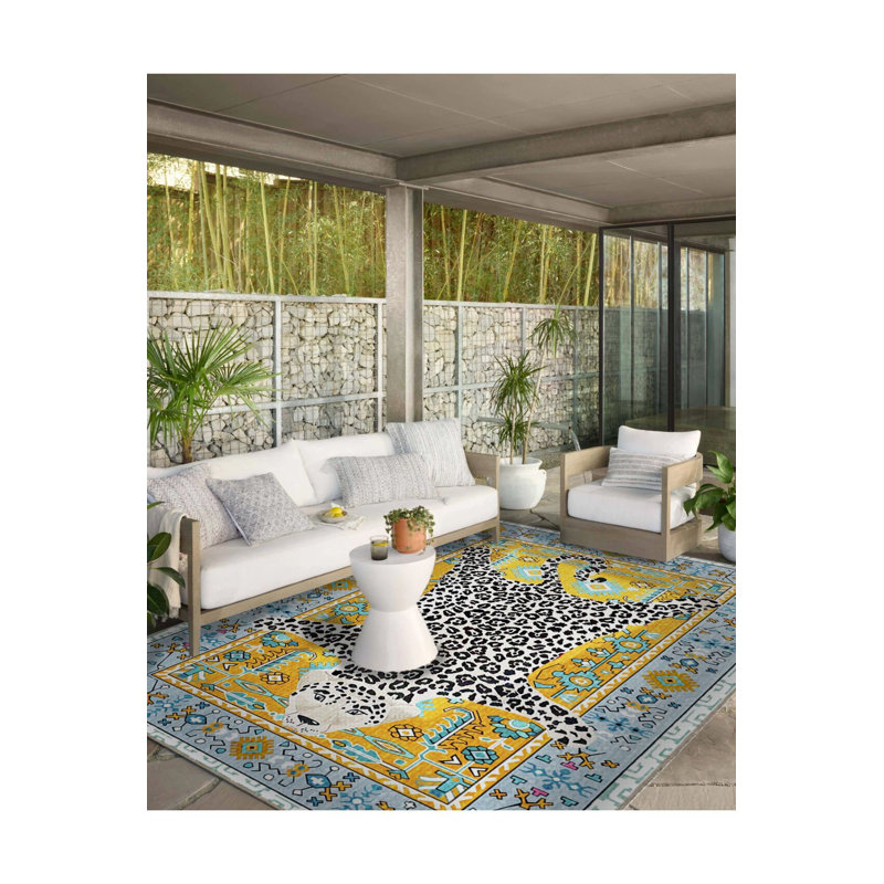 Tapis jaune à motif léopard lavable à la machine, Tapis de couloir 3 pi 3 po x 9 pi 10 po