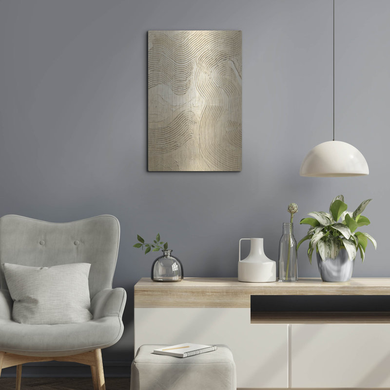 «Metallic - Champagne» par Design Fabrikken, art mural en métal, H 24 po x l 16 po
