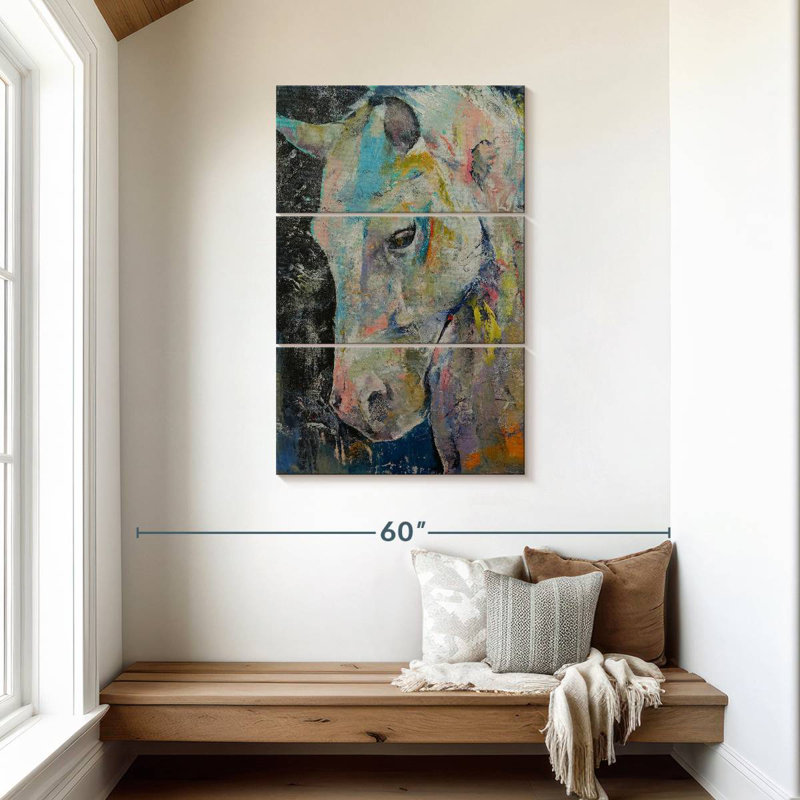 Brampt, peinture de cheval blanc, H 45 po x l 28 po