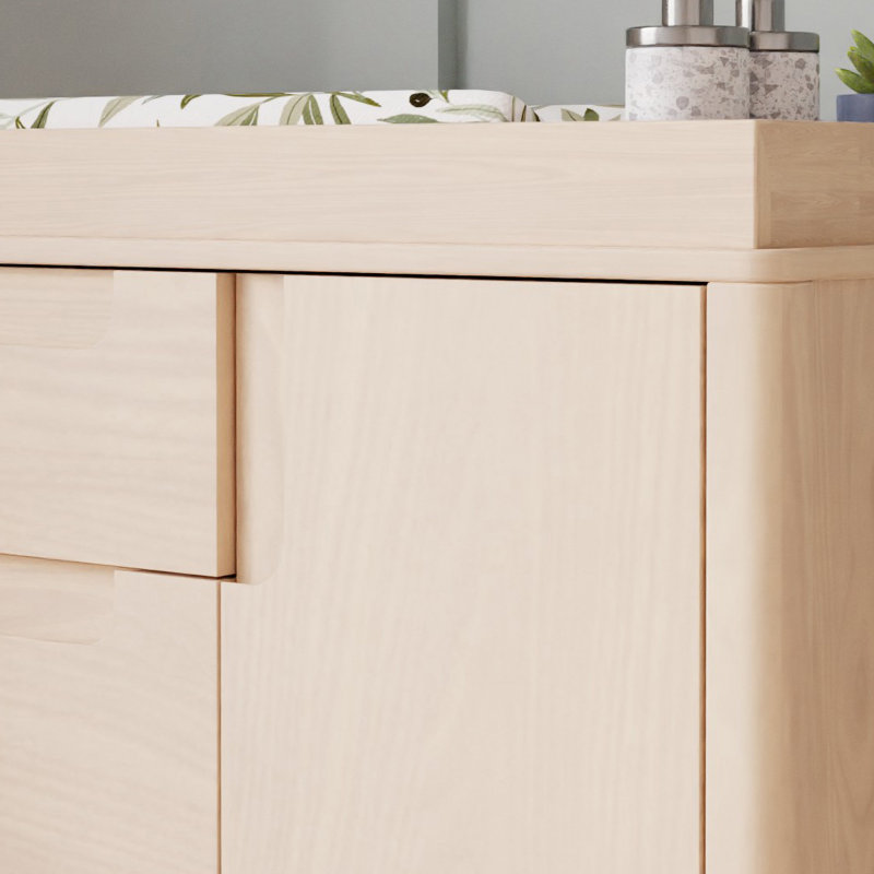 Yuzu Crib, 3 Drawer And 6 Drawer Dresser Set, Washed Natural