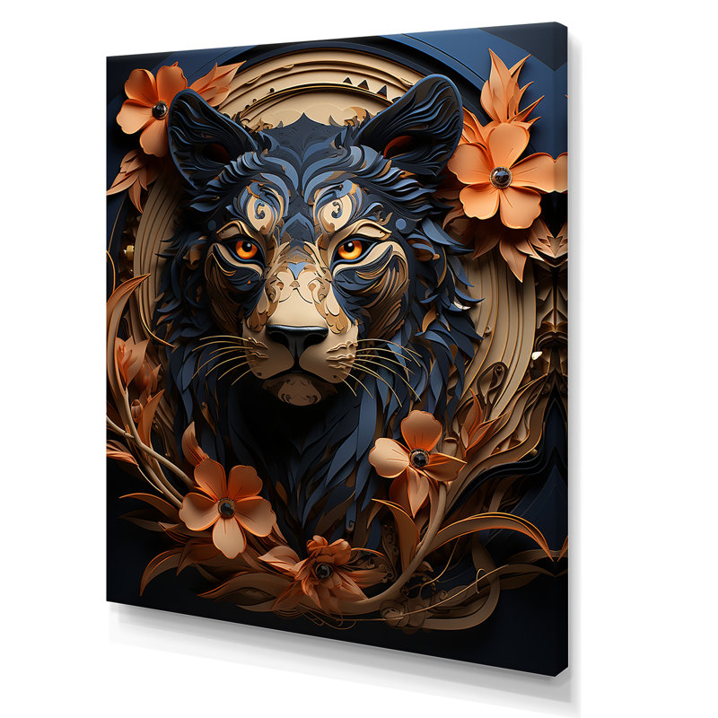 " Obsidian Stealth Leopard ", Wrapped Canvas, 44" H x 34" W x 1.5" D