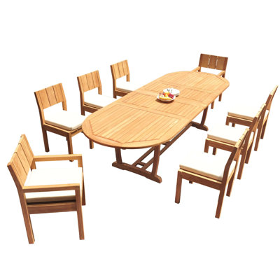 Jules Outdoor 11 - Piece Teak Dining Set