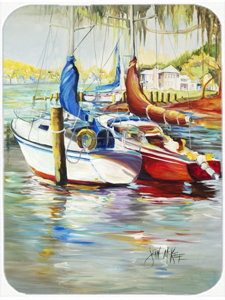 Planche à découper en verre caroline trésors ecor rouge Sailboat