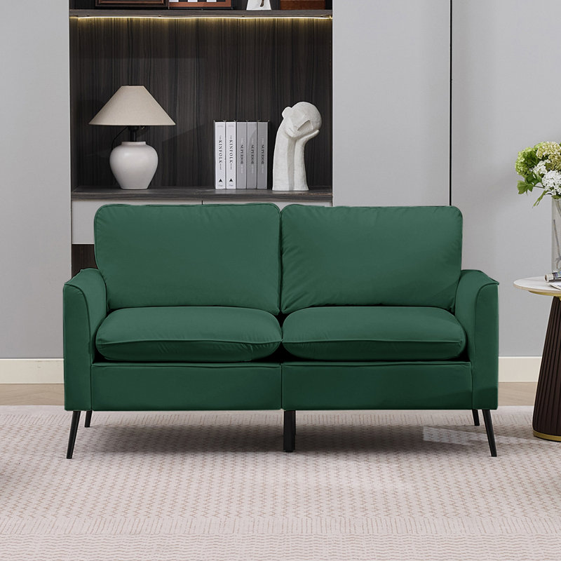 Causeuse en cuir rembourré TS Cat, Similicuir vert