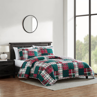 Nautica Emmet Patchwork Red Cotton Reversible Quilt Set