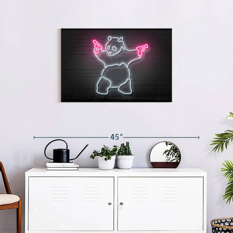 Brampt Panda Pink Guns, 8" H x 12" W
