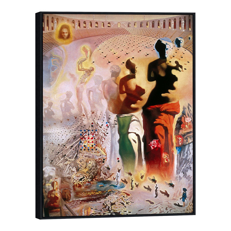 Impression sur toile encadrée, "The Hallucinogènes Toreador" par Salvador Dali, art mural (cadre mince noir, 24 po x 32 po)