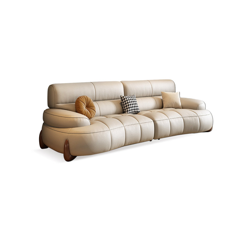 Canapé modulaire en cuir véritable kaki