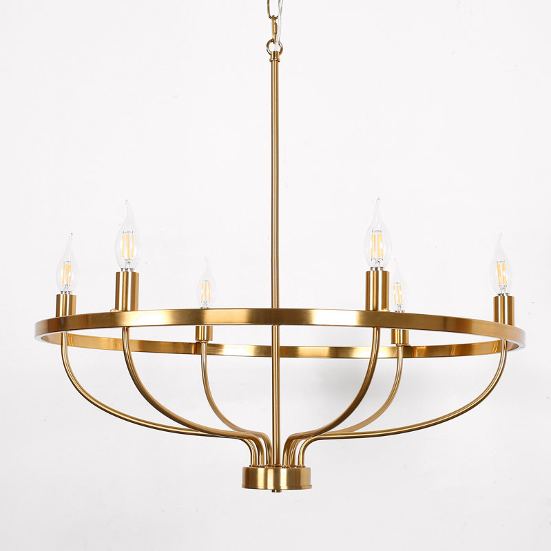 Lustre bougie rétro à 6 lumières Evanna, Or