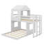 Lit superposé simple en bois sur lit double, lit mezzanine avec maisonnette, maison de campagne, échelle et garde-corps-1087595178