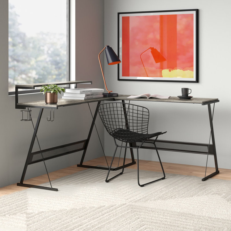 Bureau d'ordinateur de jeu en L réversible de 55 po avec support pour écran de bureau Jurgensen, H 36 po x l 65 po x P 65 po