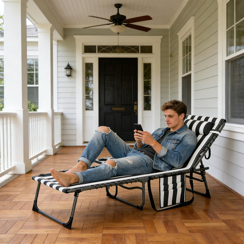 Stylish Tanning Chair,Outdoor Folding Lounge Chair, Gray