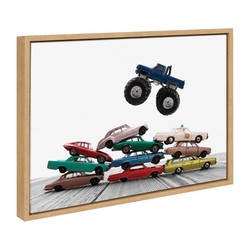 Reproduction d'art sur toile encadrée rétro "Matchbox Cars and Monster Truck" par Saint and Sailor Studios, Naturel